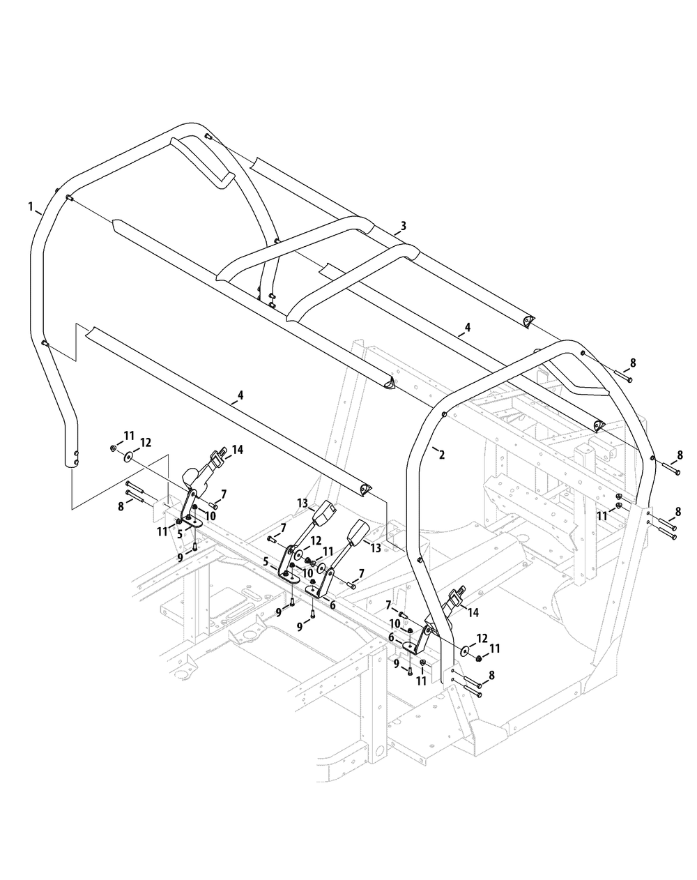 Operator Protective Structure And Seat Belts Diagram and Parts List for 46G 4X4-1I019G-Before-37AKD710 Cub Cadet Lawn Tractor Accessories
